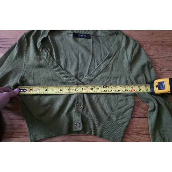 Modcloth Olive Green Cropped Cardigan Sweater - Picture 3 of 3